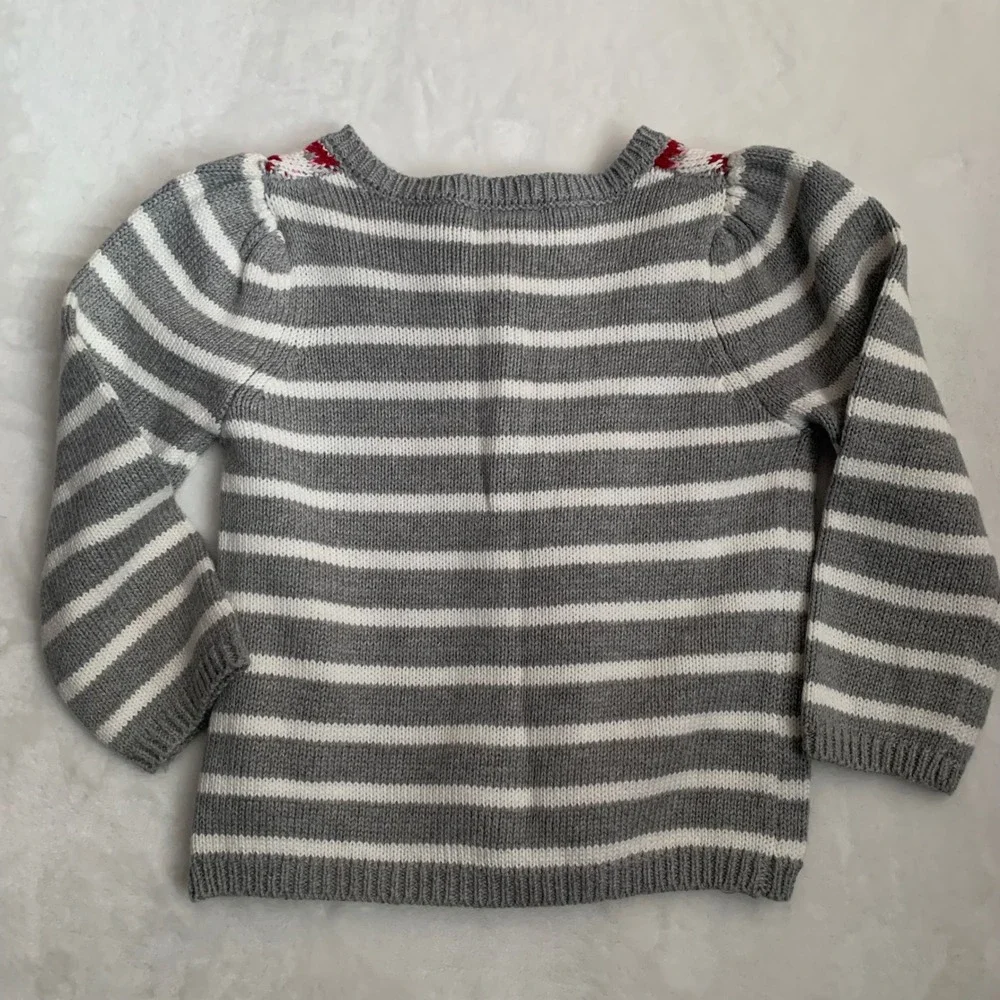 Gymboree 18-24 months Gray White‎ Striped Snowflake Fair Isle Cardigan Sweater